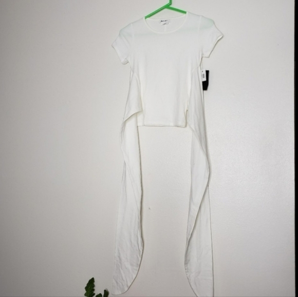 Wrap Tie Criss Cross Top Crop White Unique Bohemian Boutique Womens Extra Long - Picture 10 of 12